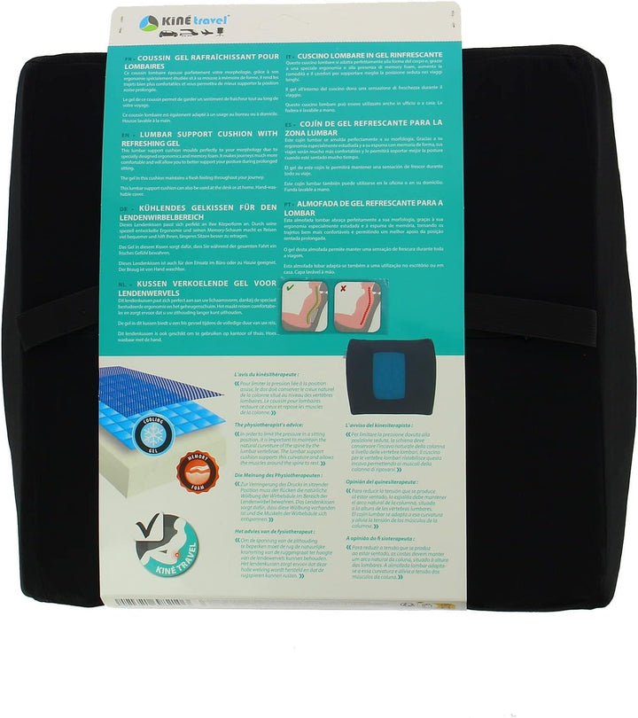 Kine Travel 169821 Pernă lombară, Gel, Auto, Birou, Ergonomic, Aprobat de fizioterapeuți