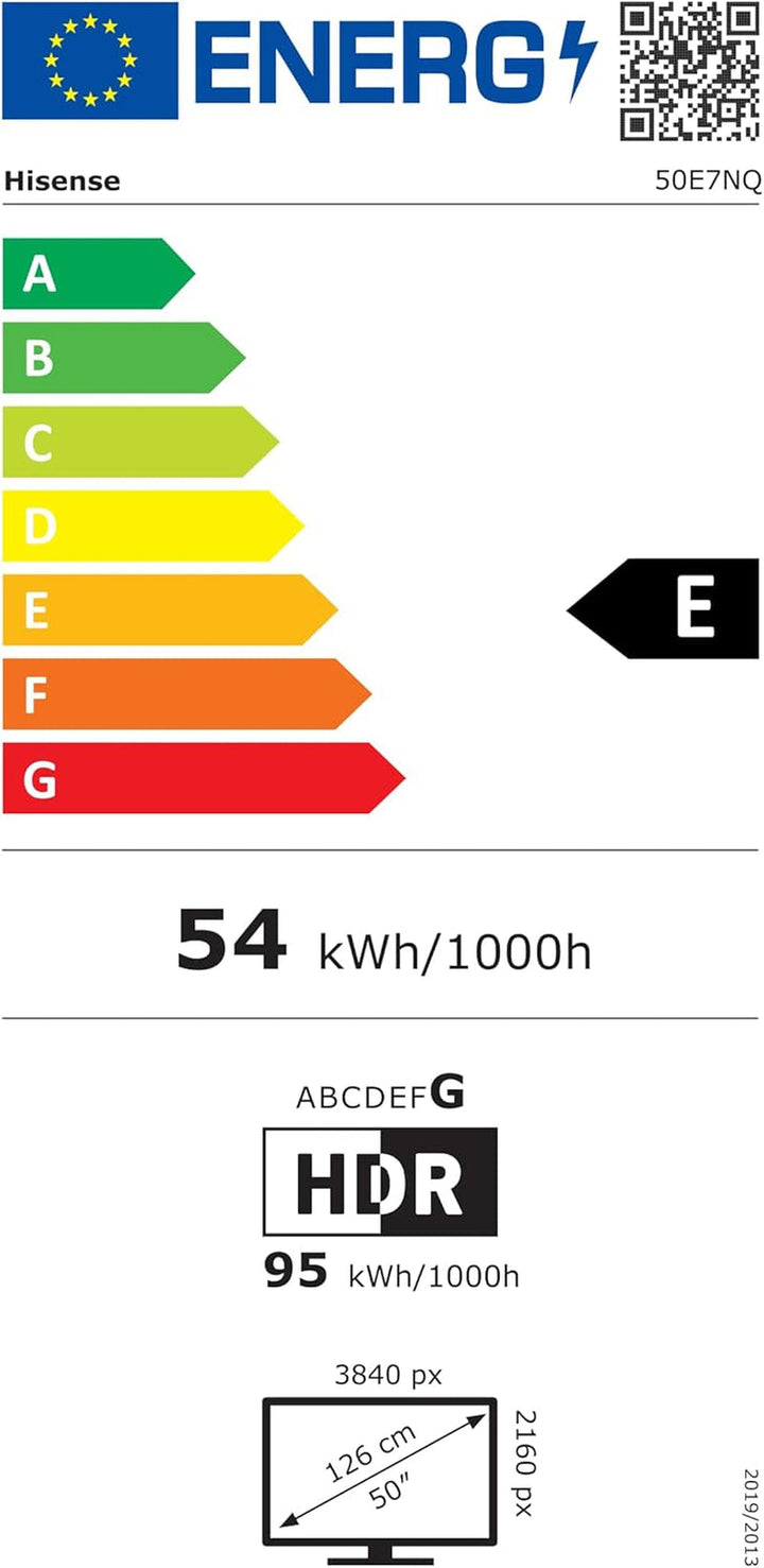 Hisense 50E7NQ 126 Cm (50 Zoll) Fernseher, 4K UHD, QLED, HDR10, HDR10+ Decoding, HLG, Dolby Vision Atmos, 60Hz Panel, Smooth Motion, Bluetooth, Alexa Built-In, VIDAA Voice, Schwarz [2024]