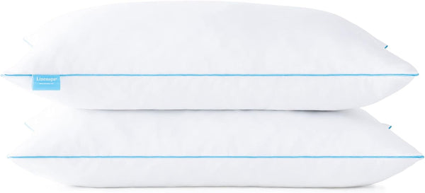 Pernă Linenspa 40X80 Cm - Set de 2 - Pernă cu fermitate medie - Oeko-Tex - Fabricată din fulgi de spumă de memorie mărunțită, albă