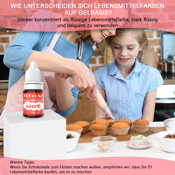 Lebensmittelfarbe Gel -12 Farben Flüssige Konzentrierte Lebensmittel Farben Set Für Kuchen Backen,Macaron, Fondant,Kekse - Food Coloring Für Kuchendekoration, DIY Seifen,Airbrush Einfärben - 6 Ml Je
