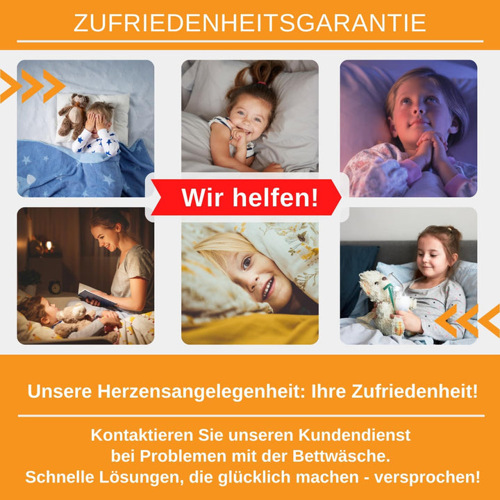 Aminata Kids Kinderbettwäsche 135X200 Cm Kinder Mädchen Baumwolle Regenbogen | Wende-Kinder-Bettwäsche-Set Wolke-N Herz-En | YKK Reißverschluss Rosa