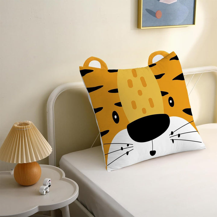 MUSOLEI Bettwäsche 135X200 Mädchen Tier Kinderbettwäsche Mikrofaser 3D Bettwäsche-Set Kinder Bettbezug Mit 1 Kissenbezug 80X80Cm Geschenk Für Kinderzimmer Einzelbett, Löwe Mit Ohren