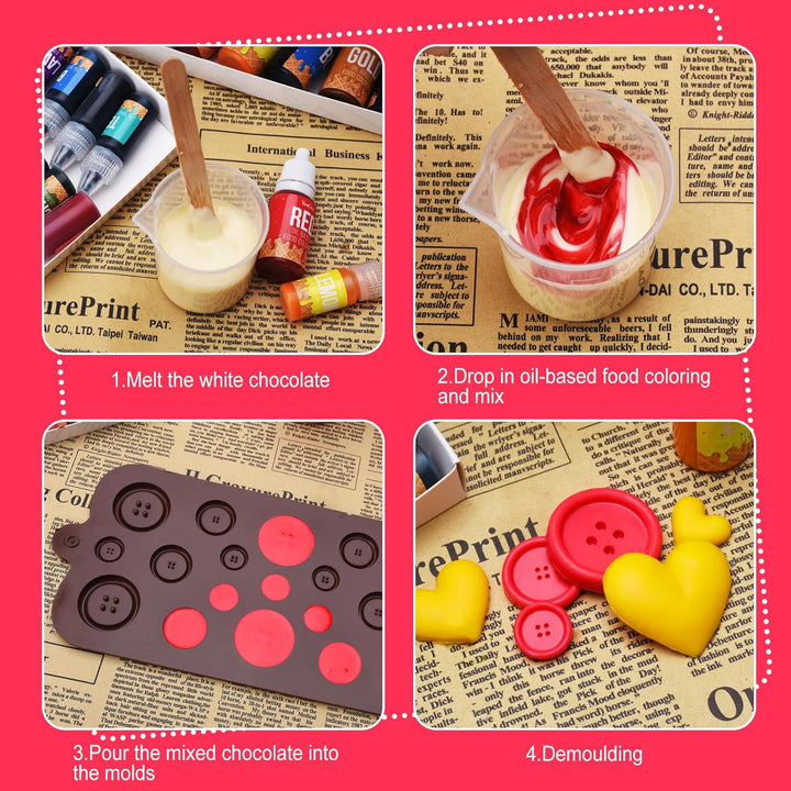 Fettlösliche Lebensmittelfarbe - 12 Farben Ölbasis Lebensmittelfarben Für Schokolade, Buttercreme, Süßigkeiten, Zuckerguss - Konzentrierte Oil Based Food Coloring Zum Backen, Kochen, Fondant - 6Ml Je