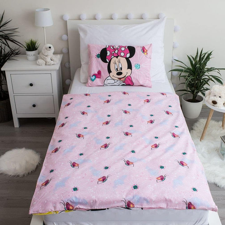 Minnie Maus Kinder Bettwäsche Set Schmetterling Butterfly Rosa 100X135 Cm, 40X60 Cm, 100% Baumwolle