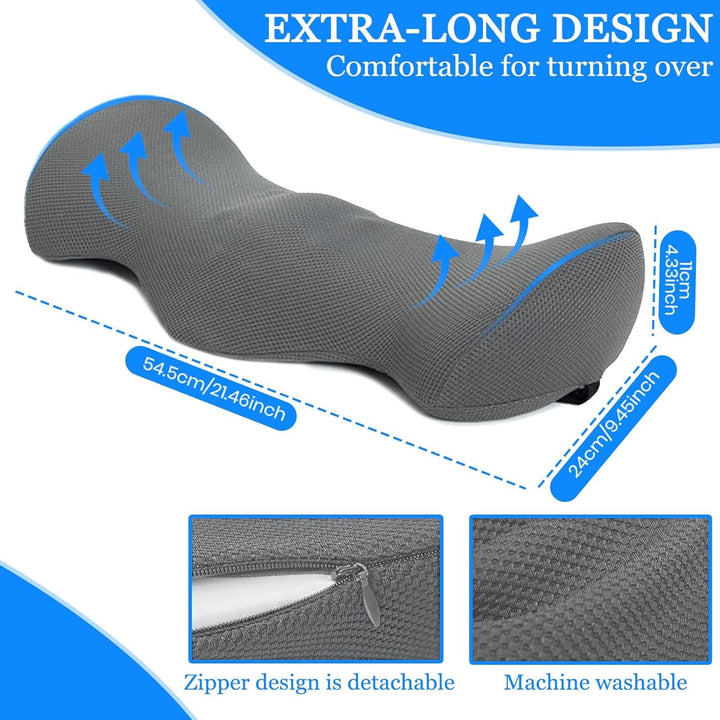 TFCIOD Pernă de susținere lombară, pernă de confort a coloanei vertebrale din spumă de memorie, pernă lombară, pernă de susținere a spatelui cu design ergonomic pentru ameliorarea durerii, pernă sciatică pentru pat, canapea, mașină (gri)