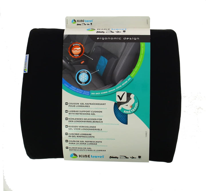 Kine Travel 169821 Pernă lombară, Gel, Auto, Birou, Ergonomic, Aprobat de fizioterapeuți