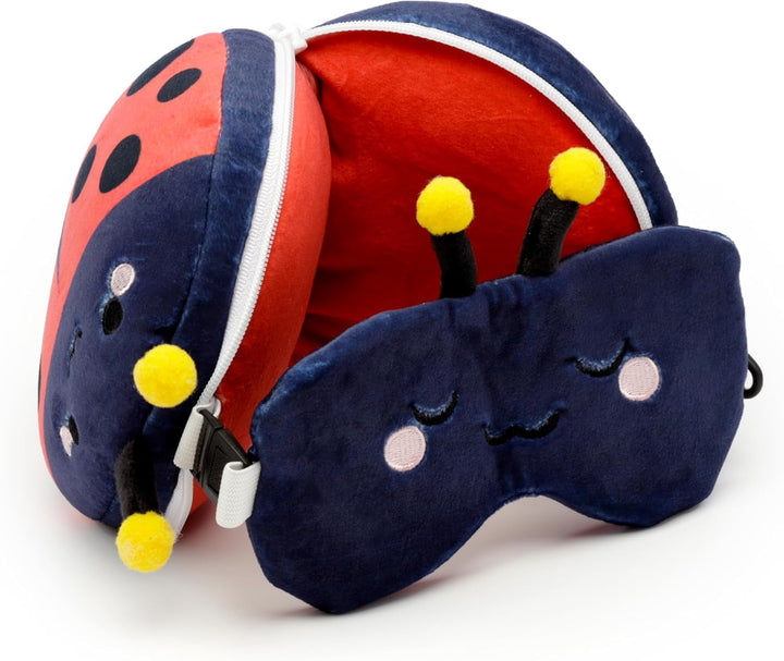 Puckator Relaxeazzz Pernă de călătorie cu mască Ladybug - animale moi, multicolor, 1 Unité (Lot de 1)