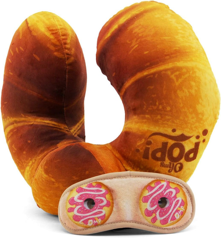 Pernă de gât și mască de somn Croissant, portocalie
