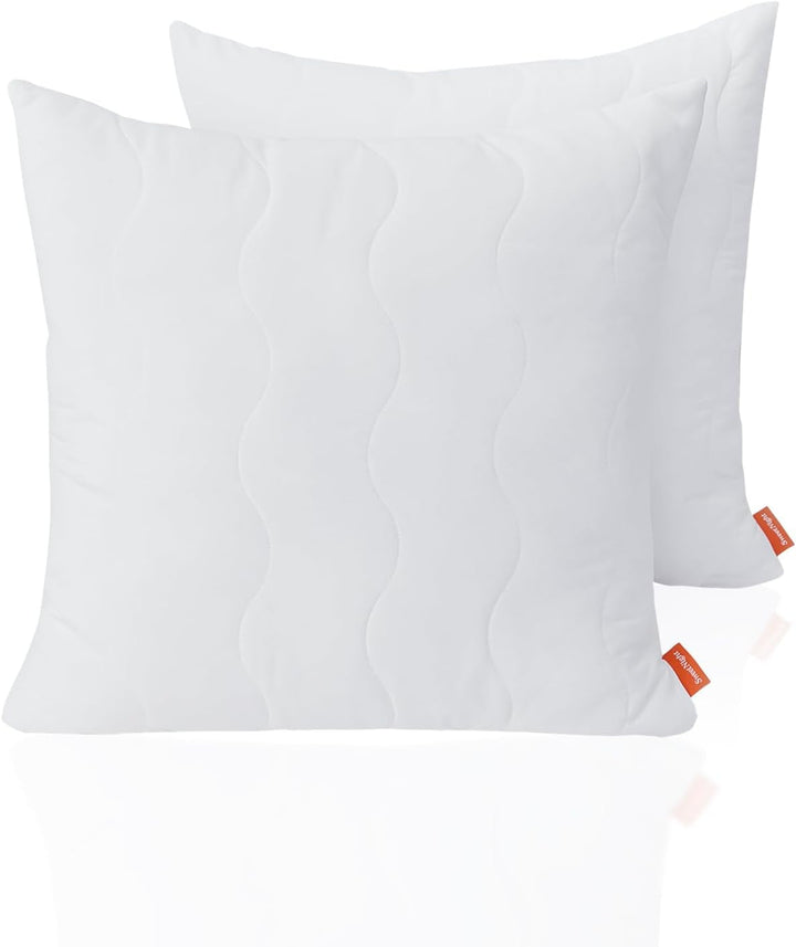 Pernă Sweetnight 40X40 Set de 2, umplutură de pernă din fibre de lemn din poliester, pernă moale și de susținere pentru toate pozițiile de dormit, pernă de dormit respirabilă, lavabilă cu fermoar
