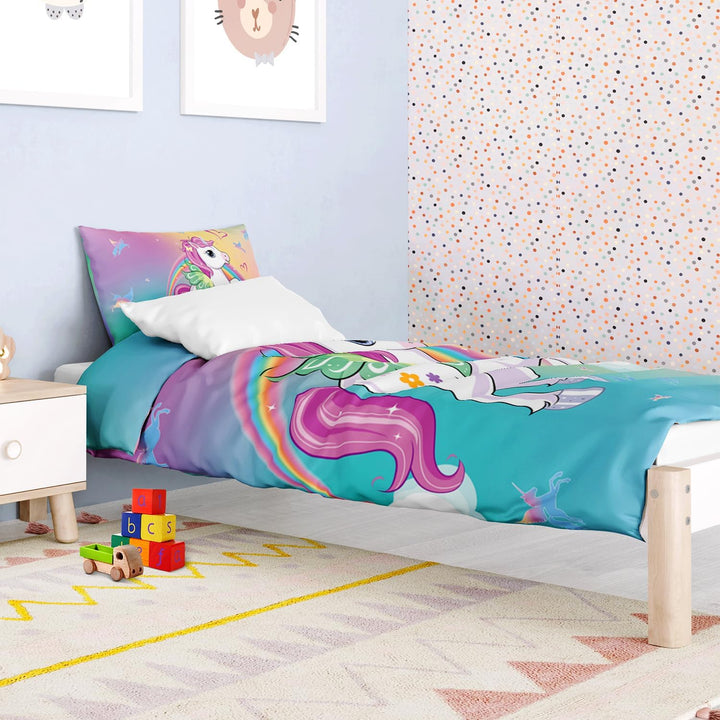 DJDEA Kinderbettwäsche 100X135 Cm Weich Mikrofaser 2-Teiliges Bettwäsche Mädchen Atmungsaktiv Bedrucktes Bettwäsche Einhorn Mit Kissenbezug 40X60Cm