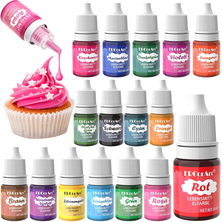 Lebensmittelfarbe Gel -12 Farben Flüssige Konzentrierte Lebensmittel Farben Set Für Kuchen Backen,Macaron, Fondant,Kekse - Food Coloring Für Kuchendekoration, DIY Seifen,Airbrush Einfärben - 6 Ml Je