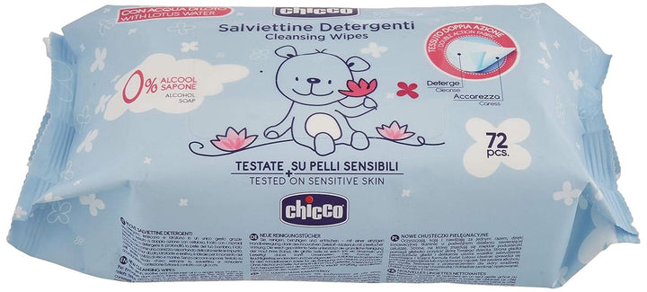 Chicco Neugeborenen-Baby-Mehrzweck-Reinigungstücher Mit Plaquette, Alkoholfrei, Parfümiert, Für Empfindliche Haut Geeignet, Multipack Mit 864 Tüchern, 12 Packungen Mit 72 Tüchern